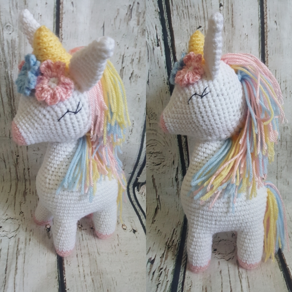 Crochet White unicorn doll